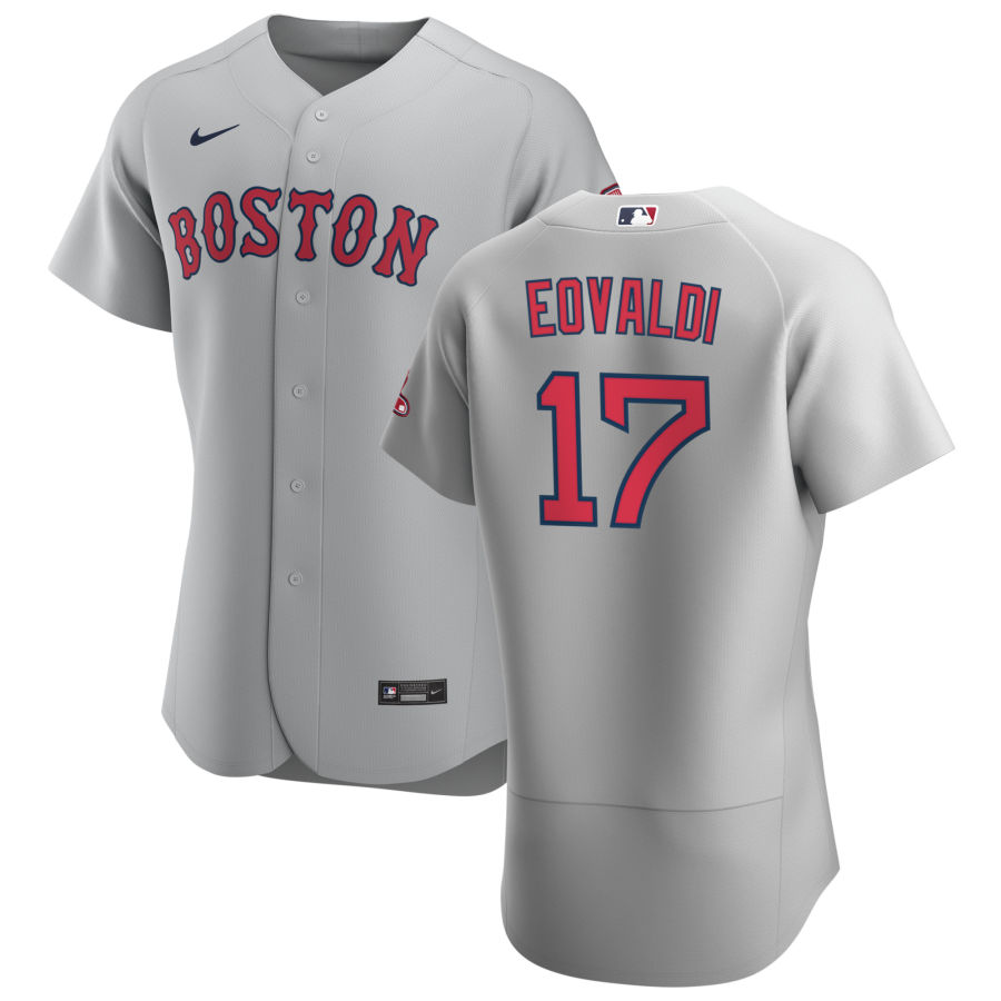 Boston Red Sox #17 Nathan Eovaldi Men Nike Gray Road 2020 Authentic Team MLB Jersey->boston red sox->MLB Jersey